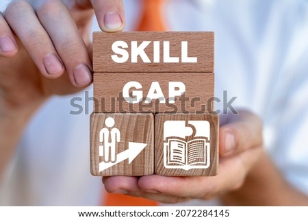 Concept of Skill Gap. Limitation of knowledge. Absence of skills and literacy. Royalty-Free Stock Photo #2072284145