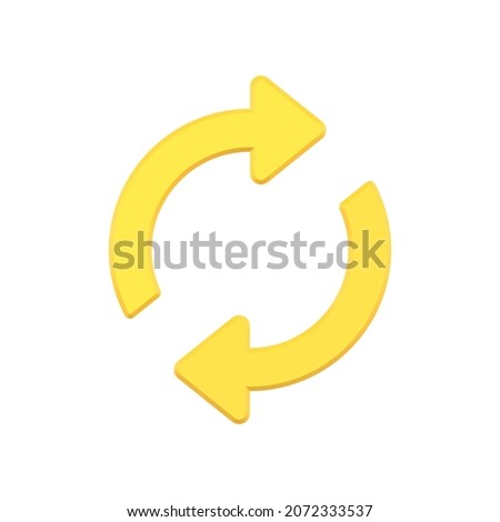 Simple yellow rotation circle arrows 3d icon vector illustration. Dynamic symbol of connection, downloading, refresh, recycle, navigation process isolated on white. Rounded direction logotype Royalty-Free Stock Photo #2072333537