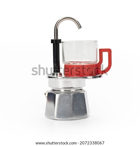 Mini espresso machine on white background 