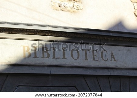 Italy: Road sign ( Library ).