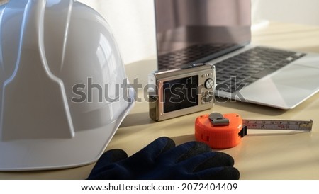 Field manager's desk. Image of the construction industry.