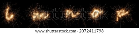 golden bright sparkler alphabet font letter set collection part L to P isolated on dark black background. silvester new year birthday and celebration design pattern