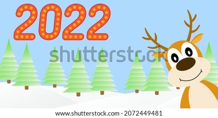 Deer in the winter forest. Vector illustration.