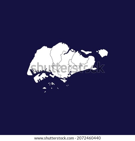 singapore detailed white map isolated on dark blue background 