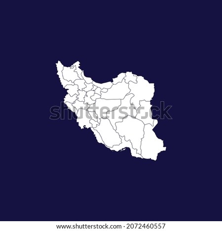 iran detailed white map isolated on dark blue background 
