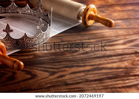 Kings Crown on a Hebrew Torah Scroll Royalty-Free Stock Photo #2072469197