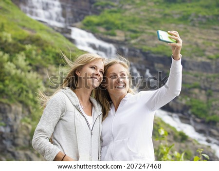Female Friends taking selfie at a national park