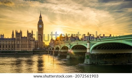 Big Ben at sunset in London. England Royalty-Free Stock Photo #2072561903