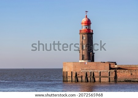 Geeste estuary breakwater light in Bremerhaven, Germany