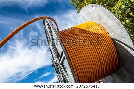 cable drum at a construction site - photo Royalty-Free Stock Photo #2072576417