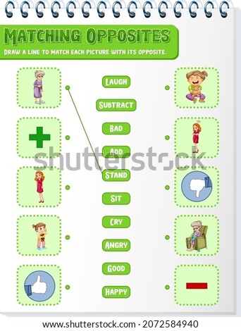 Matching words to pictures worksheet template illustration