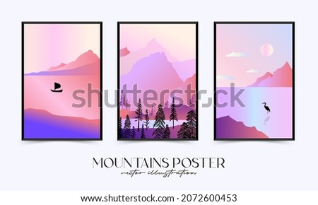 Abstract gradient contemporary mid century modern landscape poster template