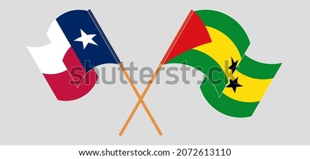 Crossed and waving flags of the State of Texas and Sao Tome and Principe