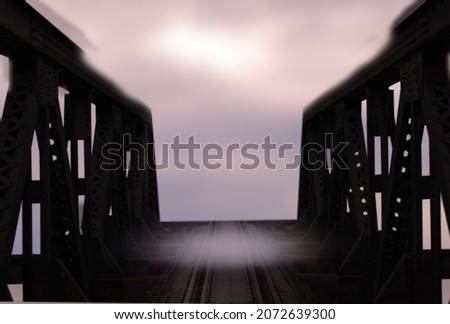 Railway floor. Space design idea for trade show, product, design, advertisement, free space for you. Blurred white light background.