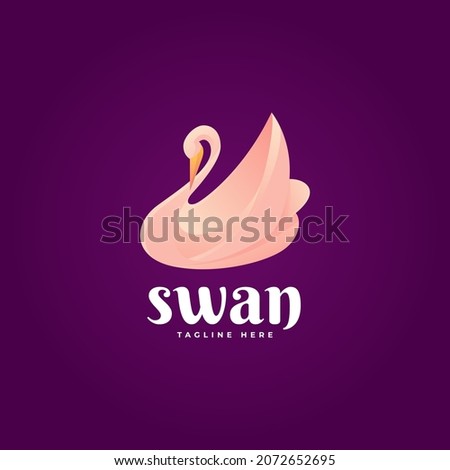 Luxury swan illustration modern gradient logo