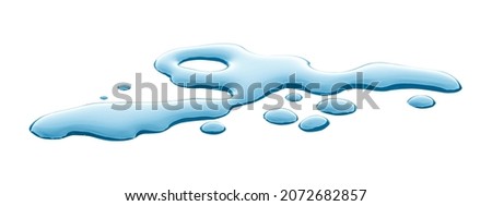 real image, spill water drop on the floor isolated with clipping path on white background. 