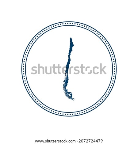 Abstract blue circle dot stamp vector map of Chile