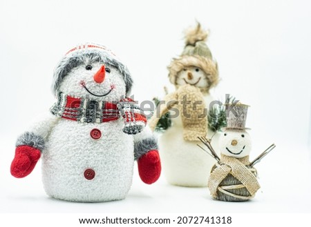 Snowman isolated  on white background.