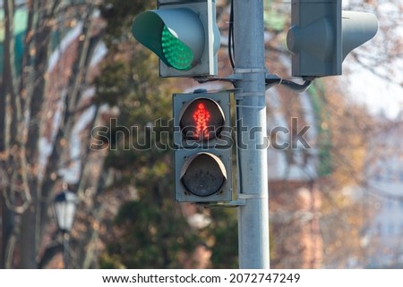 Red light at a pedestrian traffic light.
