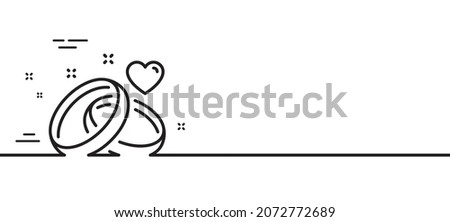 Marriage rings line icon. Romantic engagement or wedding sign. Couple relationships symbol. Minimal line illustration background. Marriage rings line icon pattern banner. Vector Royalty-Free Stock Photo #2072772689