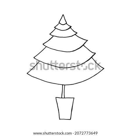 Christmas tree simple doodle illustration. Simple Christmas tree doodle. Pine tree illustration.