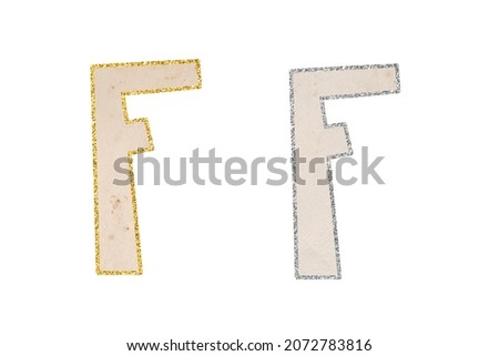 Glitter Latin letters. Clip art set on white background. Letter F