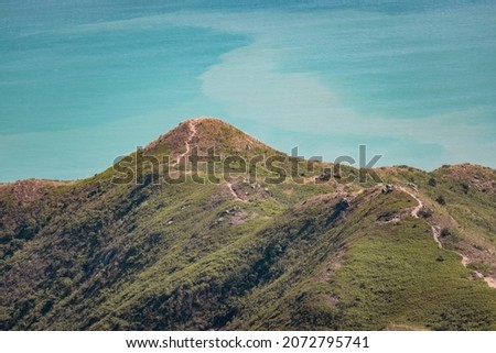 Trail footpath on mountain, near Tai Long Wan. The famous beach and surf location in Sai Kung. Countryside of Hong Kong