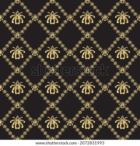 Beautiful black and gold damask pattern