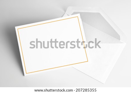Blank  thank you or greeting card and envelope Royalty-Free Stock Photo #207285355