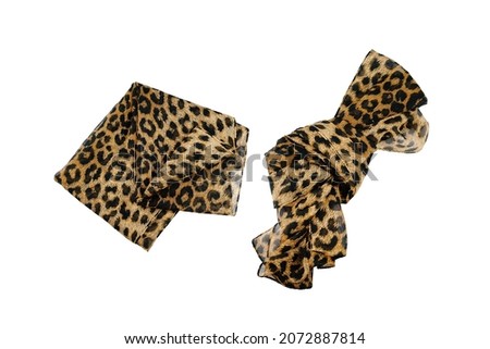 Silk chiffon folded scarf isolated on white background, top view.