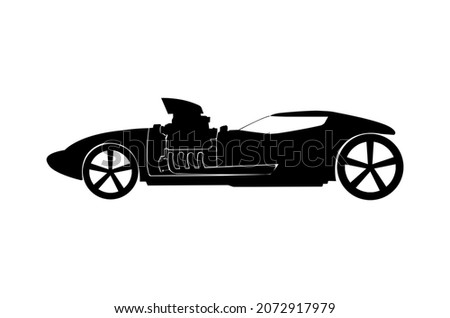 Icon picture illustration with black fantasy car silhouette