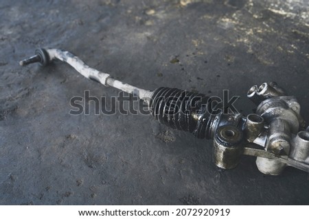Close-up of cracked , broken power steering rack rubber boots. Royalty-Free Stock Photo #2072920919