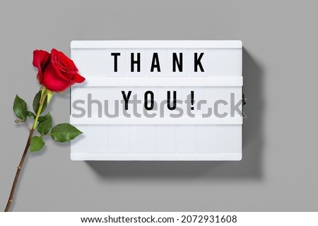 Thank You! Light box with letters and red rose flower decoration