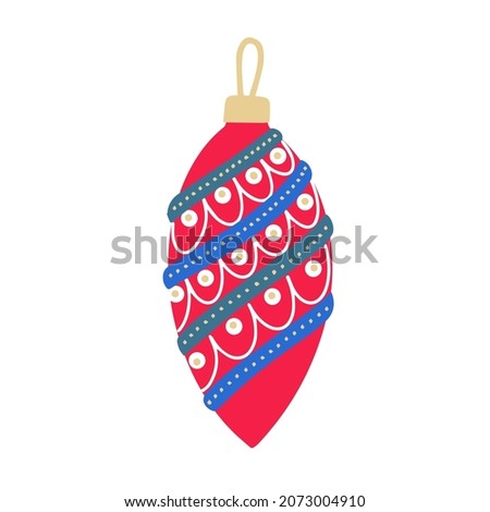 Christmas tree toy, shiny magenta cone.  Traditional symbol of the holiday. Design element
