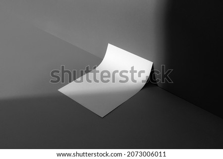 Branding stationery mockup template with deep shadows, real photo, letterhead, flyer, poster, business card, envelope. Blank isolated on gray background to place your design. 