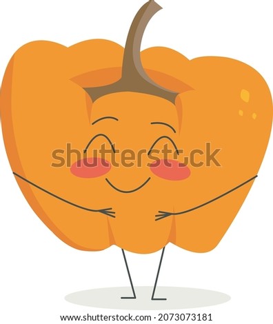 A shy, cute pumpkin for Halloween. Emotions of the pumpkin character.	