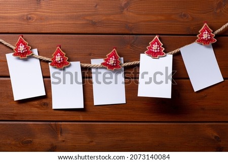 blanks for New Year cards on a wooden background