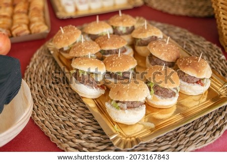 appetizer of small tiny burgers 