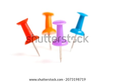 Colorful map pins, drawing pin  with location marker object on a white background