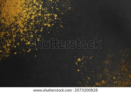 Japanese image background with gold splash pattern on matte black paper	
