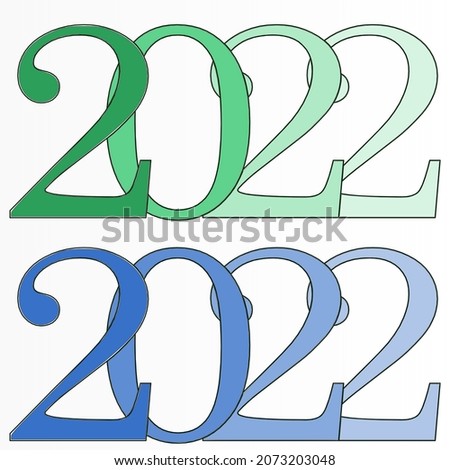 Happy New Year 2022 text design; 2022 Typography; 2022 text number design template; Vector illustration isolated on blank background.