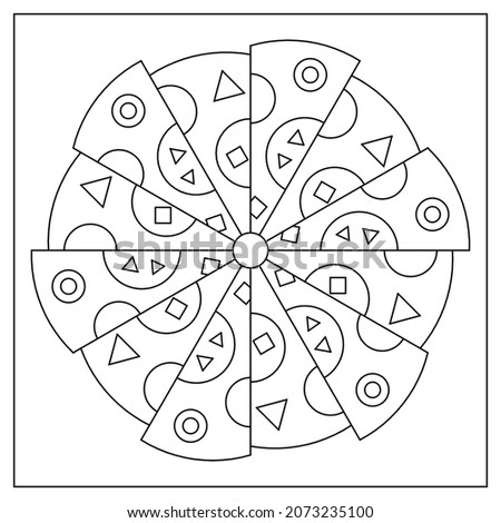 Simple mandala designs to color. Easy coloring pages. Abstract circular illustration. Geometric composition. Black and white patterns. EPS8 file. Coloring-#363