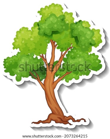 Tree sticker on white background illustration
