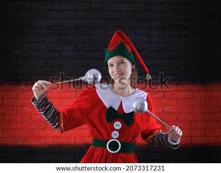 christmas portrait of an elf girl