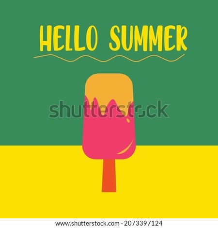 hello summer and ice cream design, vacation and tropical theme Vector illustration