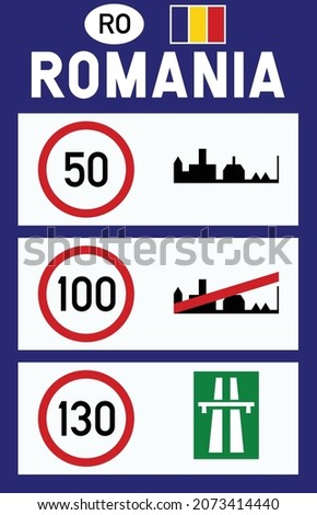 Romania National speed limits, Border crossings, Comparison of European road signs