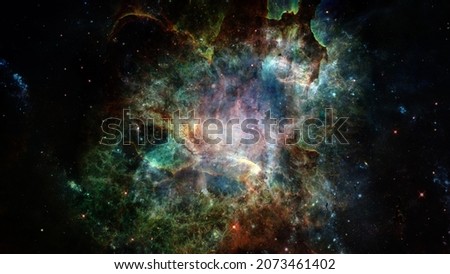 Interstellar. Galaxy background. Elements of this image furnished by NASA.