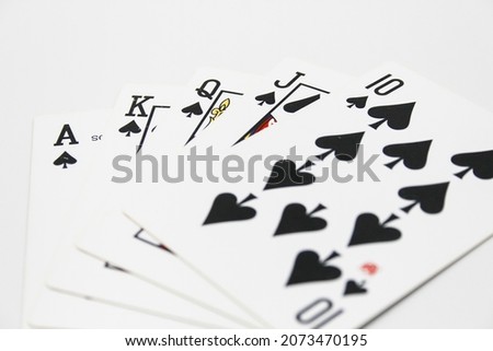 Soft focus of playing cards on white background. Isolated on white of poker games.