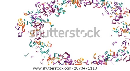 Musical notes cartoon vector backdrop. Audio recording signs explosion. Classic music pattern. Abstract notes cartoon elements with pause. Party flyer graphic design.