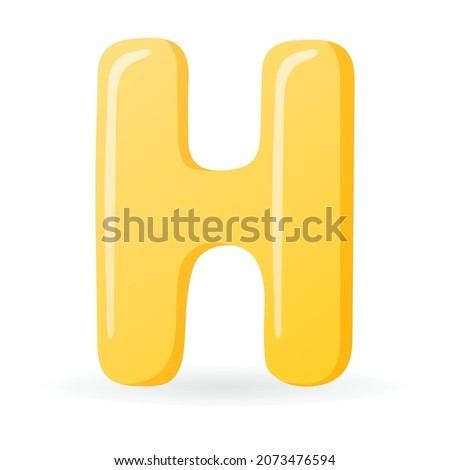 Vector isolated cartoon letter H of the English alphabet.